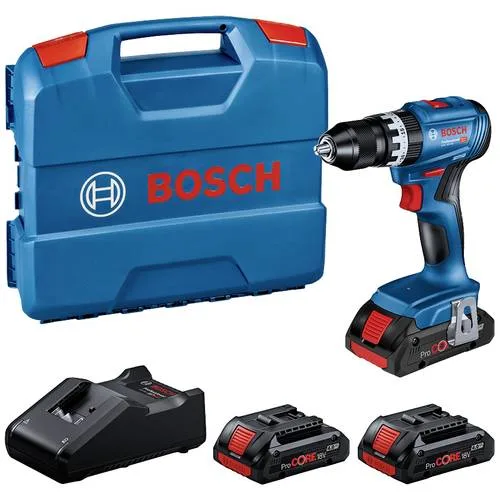 Bosch professional taladro percutor inalámbrico gsb 18v-45 professional, 18 voltios azul/negro, 3 baterías procore18v 4,0 ah, en