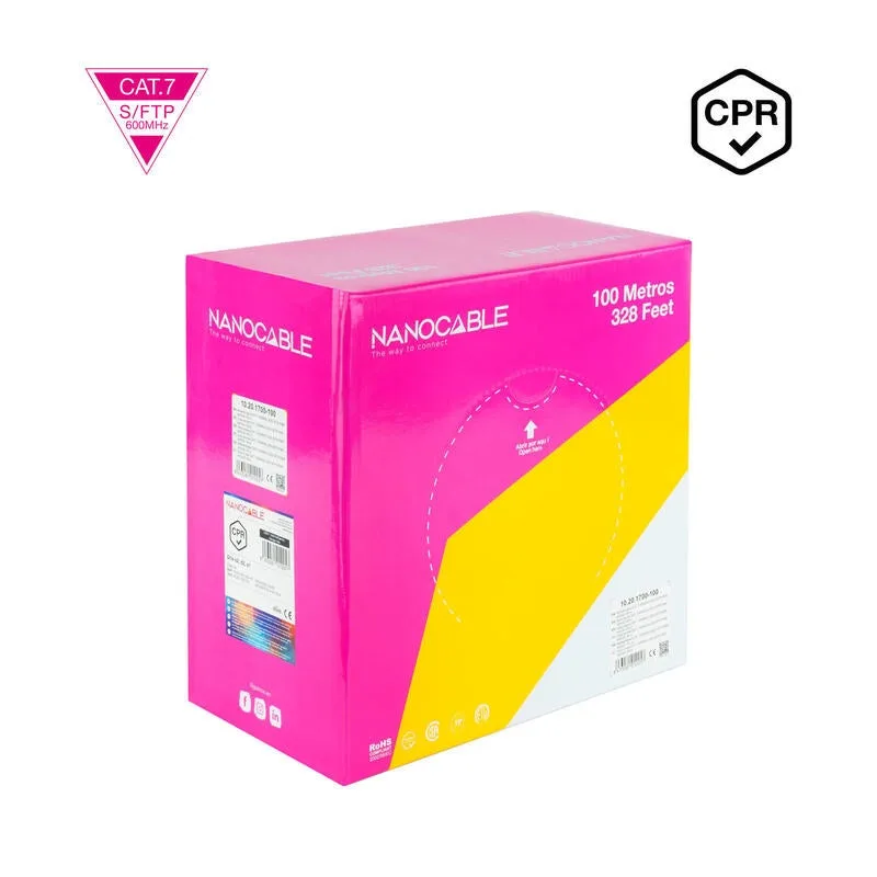 Bobina de cable sftp pimf awg23 nanocable 10.20.1700-100 cat.7 100m naranja