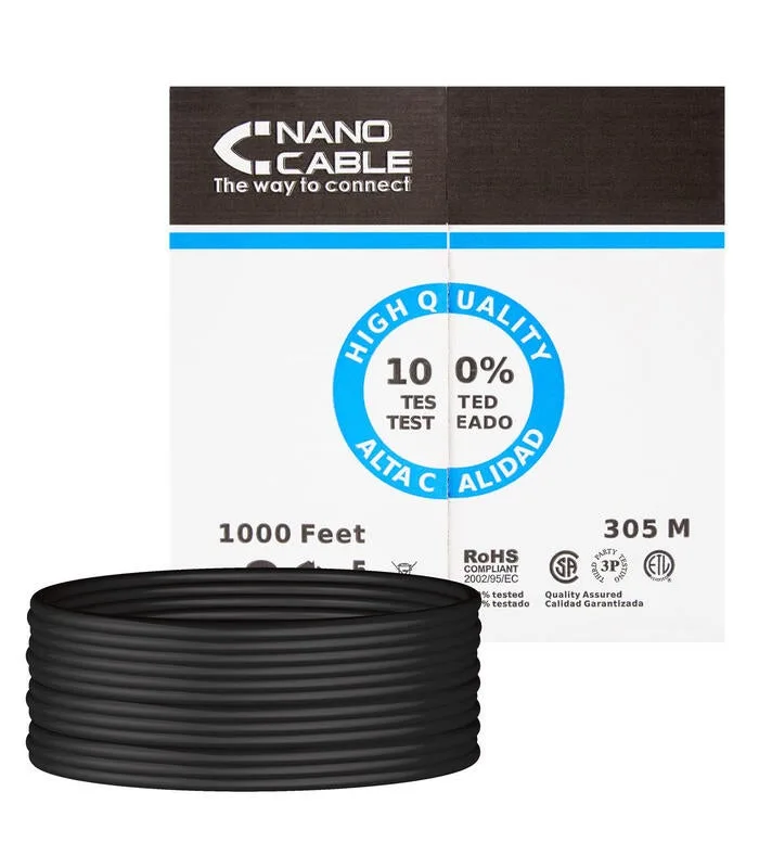 Nanocable 10.20.0504-ext-bk - cable de red ethernet rj45 cat.6 utp para exterior, color negro
