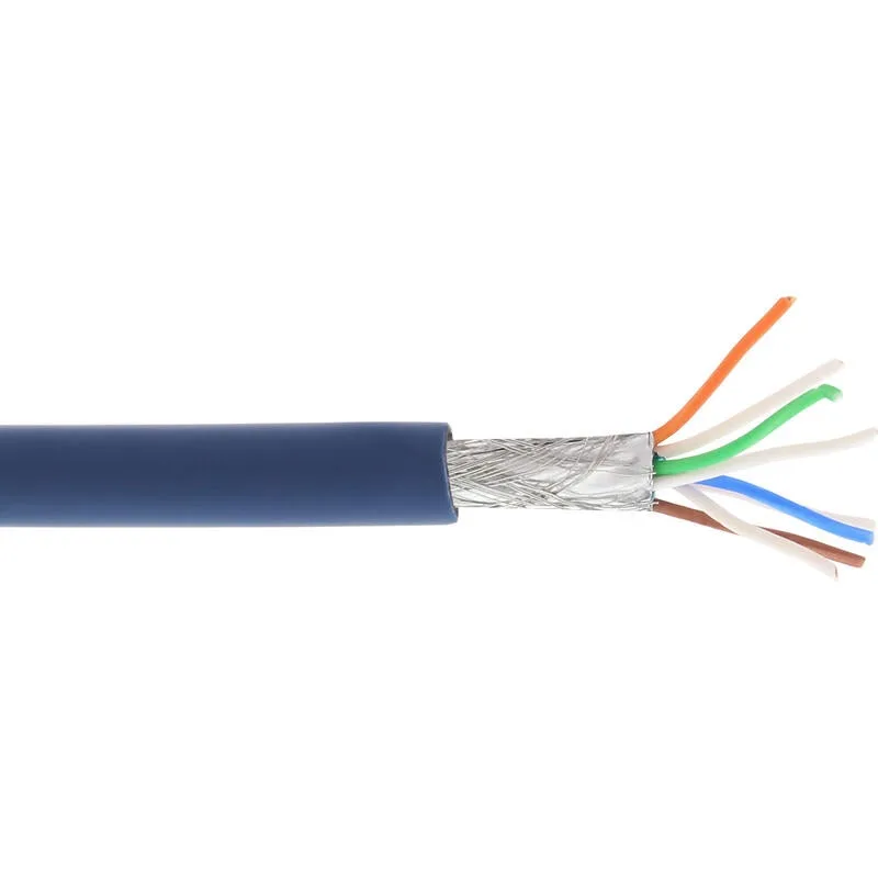 Cable de red inline s/ftp pimf cat.6a libre de halógenos 500mhz azul 100m