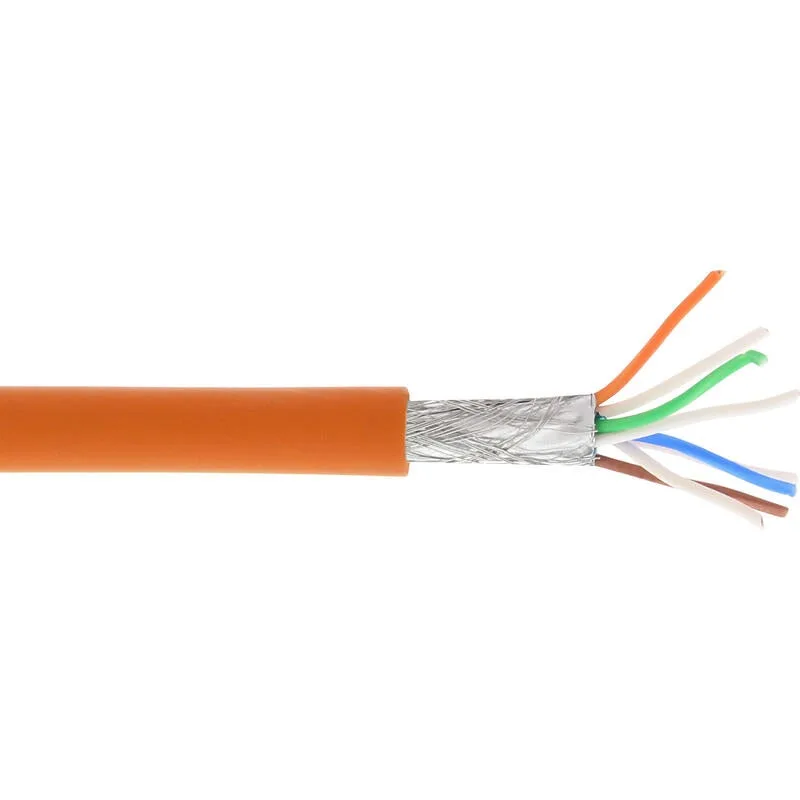 Cable de red inline s/ftp pimf cat.6a libre de halógenos 500mhz naranja 100m