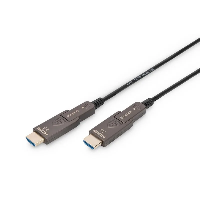 Digitus hdmi aoc hybrid cable de fibra óptica 4k 30m negro