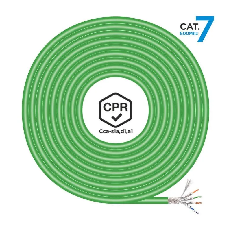 Bobina de cable rj45 sftp awg23 lszh cpr cca aisens a146-0667 cat.7 305m verde