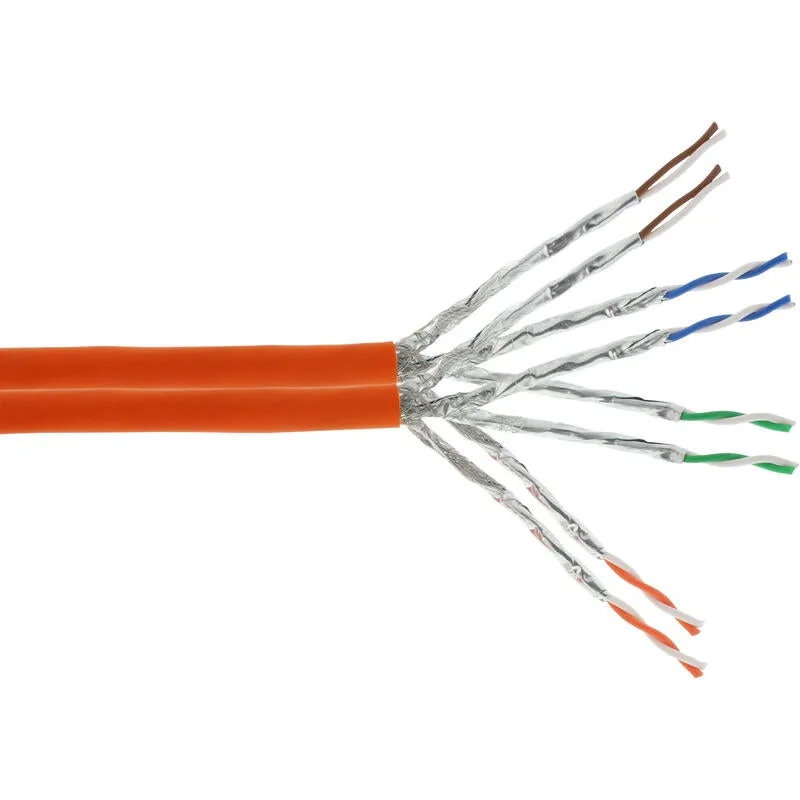 Cable de red duplex inline s/ftp pimf cat.7a awg23 1200mhz libre de halógenos naranja 100m