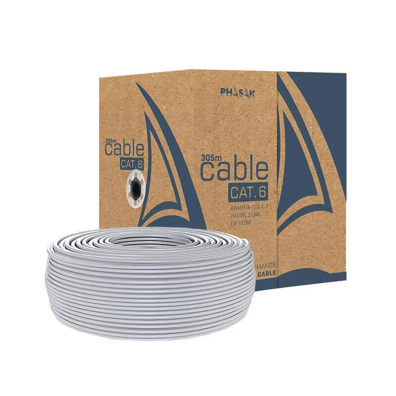 Bobina de cable rj45 lszh phasak phr 652 cat.6 305m gris