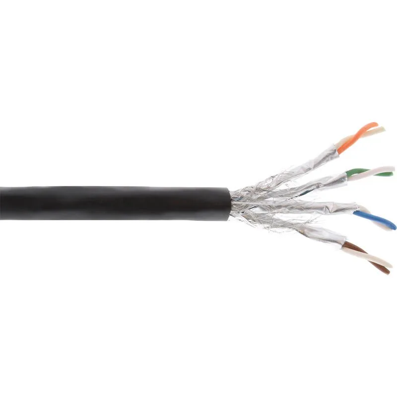 Cable de red exterior inline s/ftp pimf cat.7a awg 23 cobre 1200 mhz pe negro 100m