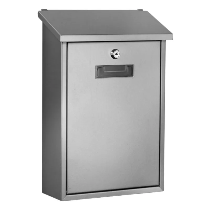 Perel boîte aux lettres berlin, montage mural, avec porte-nom, 2 clés, dimensions (h x l x p) 36.5 x 27 x 10 cm, argenté