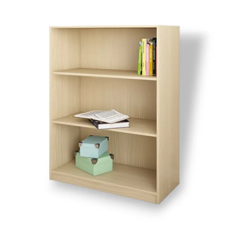 Librería baja 80x28xal106 cm con 3 estantes para salón interior en madera revestida de melamina