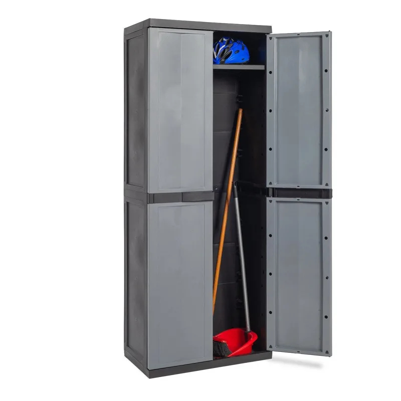 Armario escobero de resina con 2 puertas y 4 estantes regulables trend line toomax