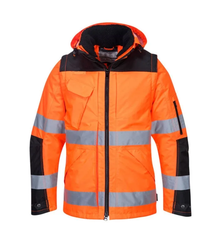 Cazadora industrial 3 en 1 pro hi-vis de a.v tejido oxford 300d portwest c469