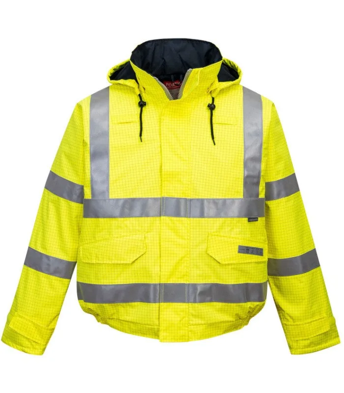 Cazadora de alta visibilidad, ignífuga y antiestática bizflame rain corta portwest s773