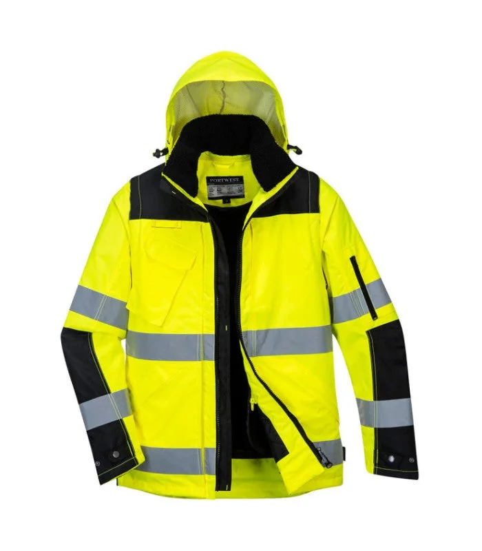 Cazadora industrial 3 en 1 pro hi-vis de a.v tejido oxford 300d portwest c469