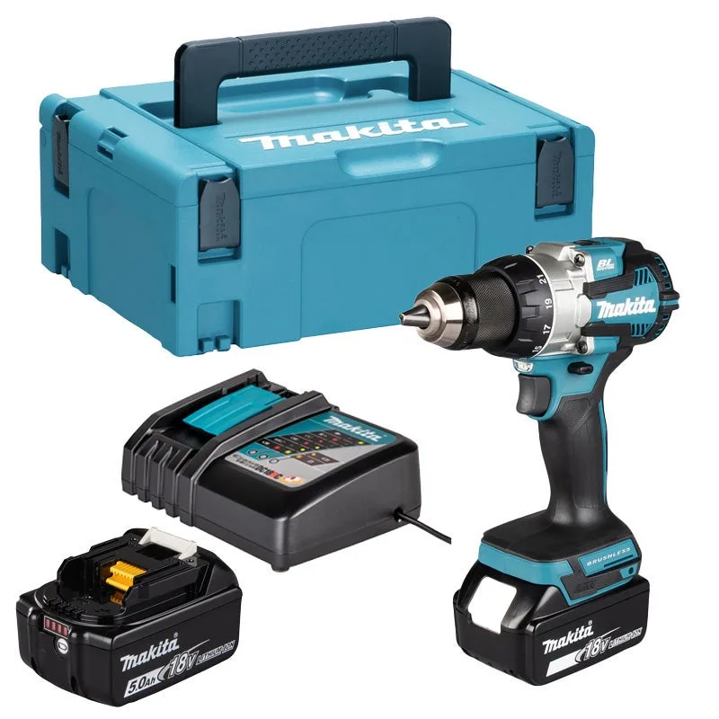Taladro atornillador a batería makita ddf489rtj - 18v, 73 nm, motor sin escobillas, xpt