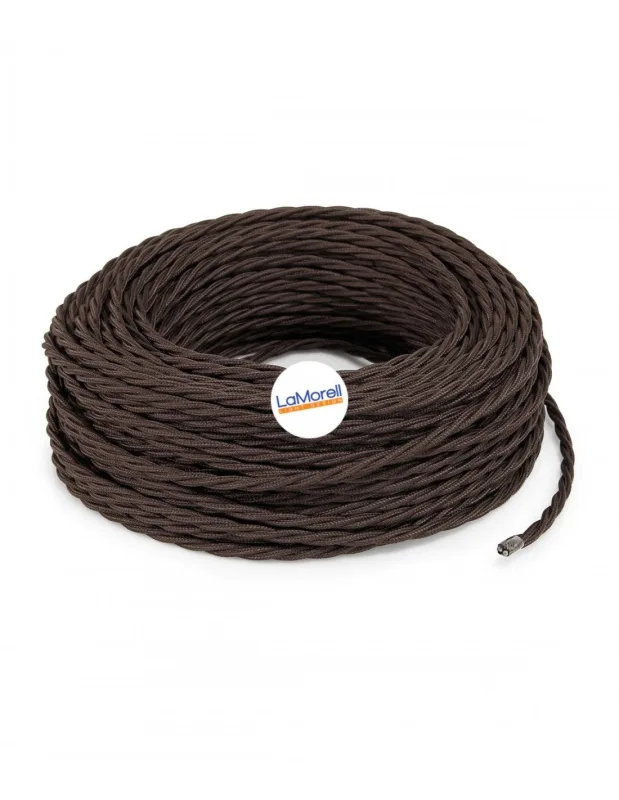 Lamorelllightdesign - cable eléctrico trenzado recubierto de tela marron tr110 15mt 3x2.50