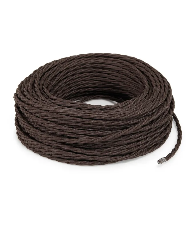 Lamorelllightdesign - cable eléctrico trenzado recubierto de tela marron tr110 20mt 2x1.50