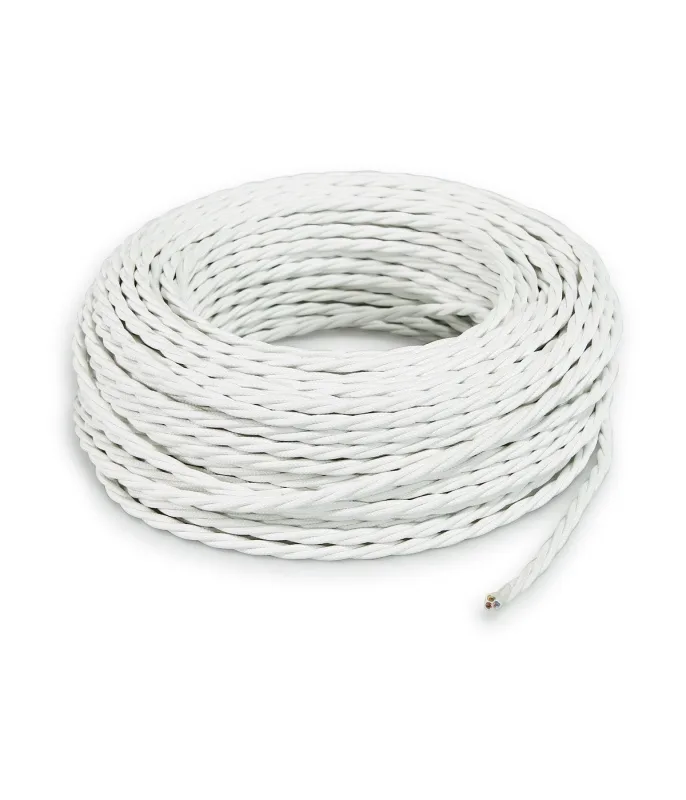 Lamorelllightdesign - cable eléctrico trenzado recubierto de tela blanco tr30 15mt 2x1.50