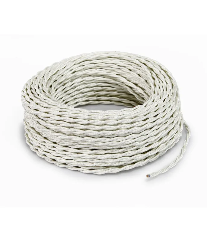 Lamorelllightdesign - cable eléctrico trenzado recubierto de tela marfil tr0 15mt 3x2.50