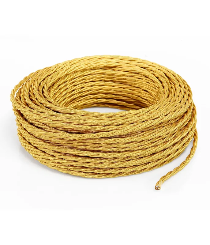 Lamorelllightdesign - cable eléctrico trenzado recubierto de tela dorado tr10 30mt 2x1.50
