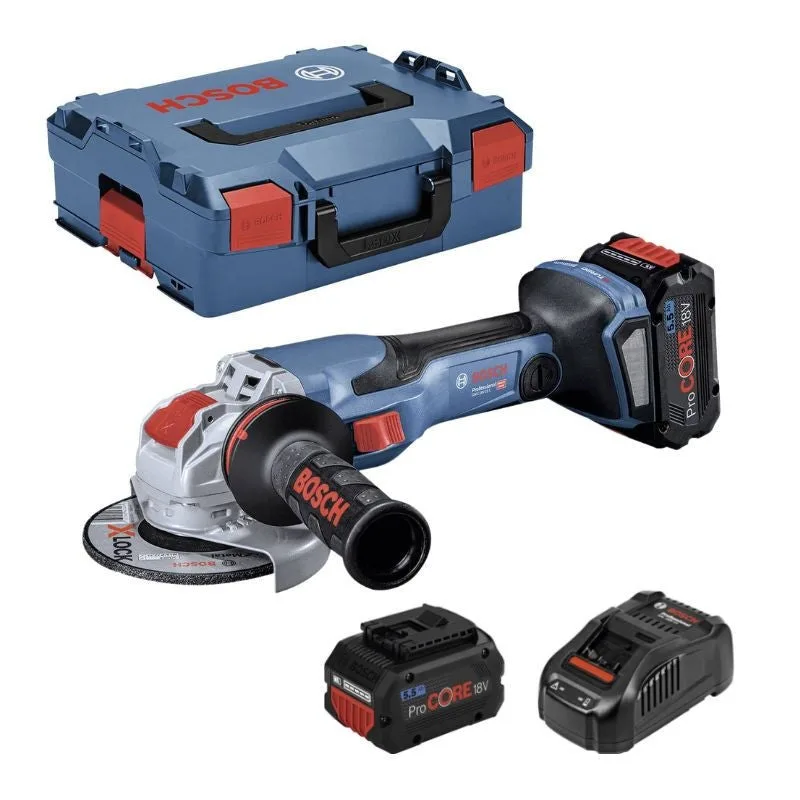 Molinillo de ángulo de batería 18v biturbo con x-lock gwx 18v-15 c | batería 2x 5.5ah l-boxx