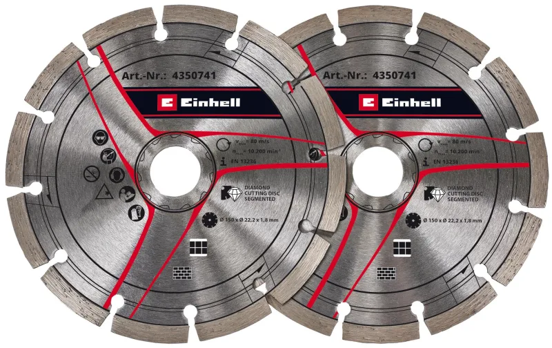 Set de discos de corte de diamante einhell de 150 mm