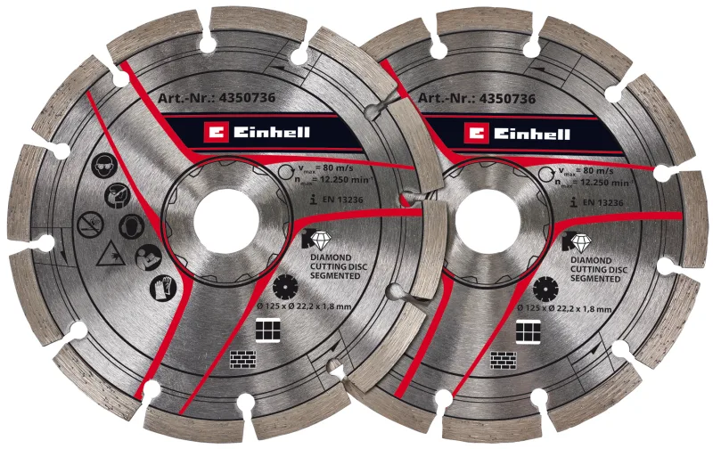 Set de discos de corte de diamante einhell de 125 mm