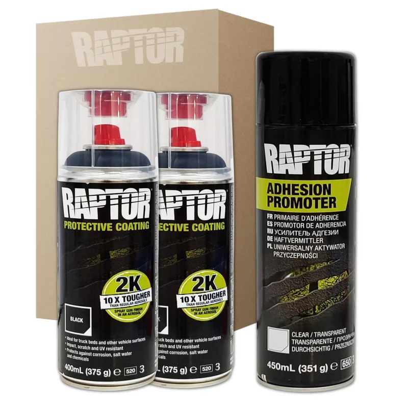 2 x spray pintura raptor 2k negro + imprimación plásticos