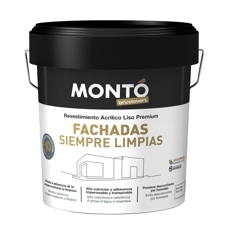 Pintura exterior color blanco para ladrillo, fachada montó mate 4l base agua