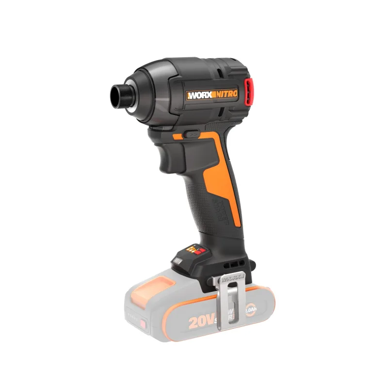 Atornillador de impacto a batería worx 20v brushless - sin bateria - 1 doble punta de atornillar, clip de cinturón - wx265.9