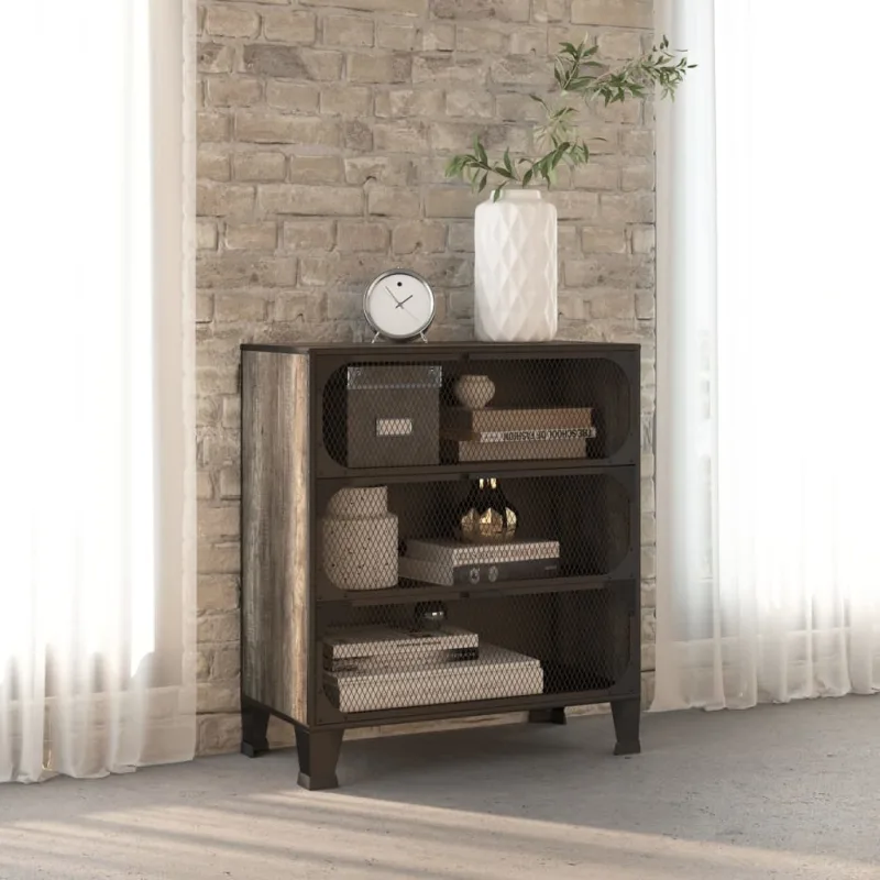 Mueble almacenaje gris 72x36x82 cm metal y mdf
