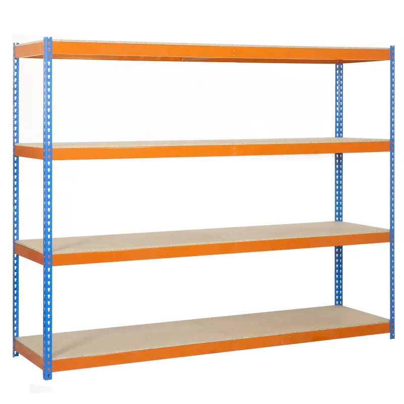 Estanteria metalica sin tornillos ecoforte 4 azul/naranja/madera 200x150x60 cm