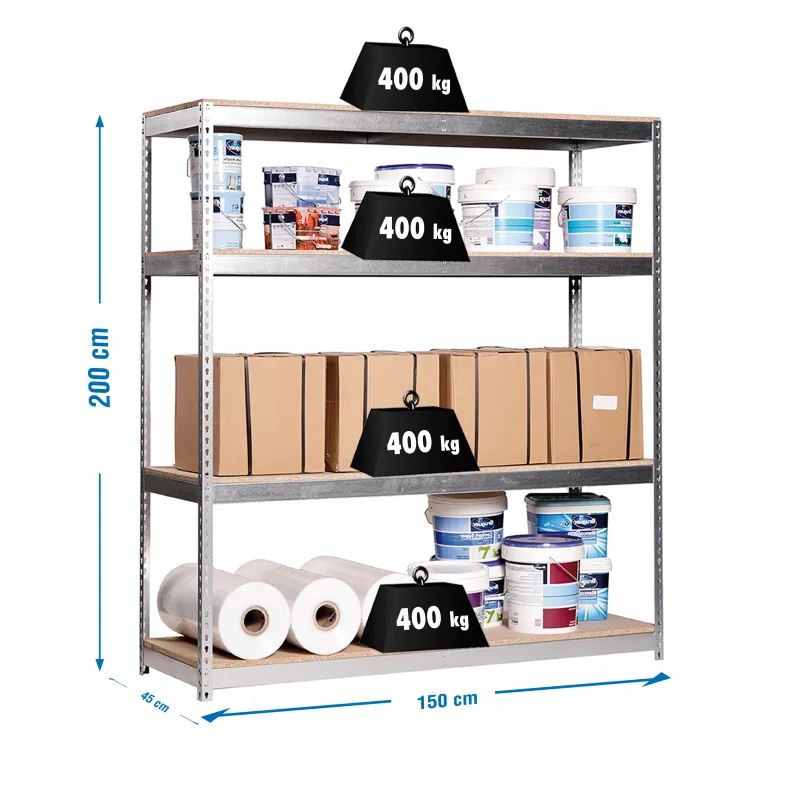 Estanteria ecoforte galva/ madera 200x150x45cm