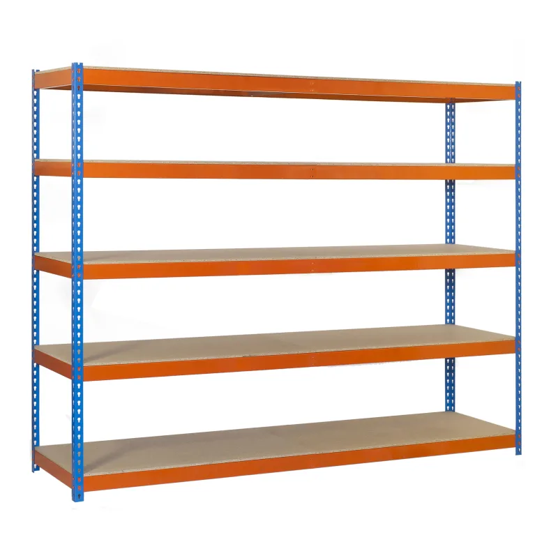 Estanteria ecoforte 5 azul/naranja/ madera 200x120x45cm