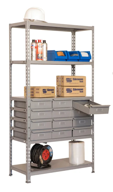 Estanteria con cajones simonbox gris 180x90x40 cm