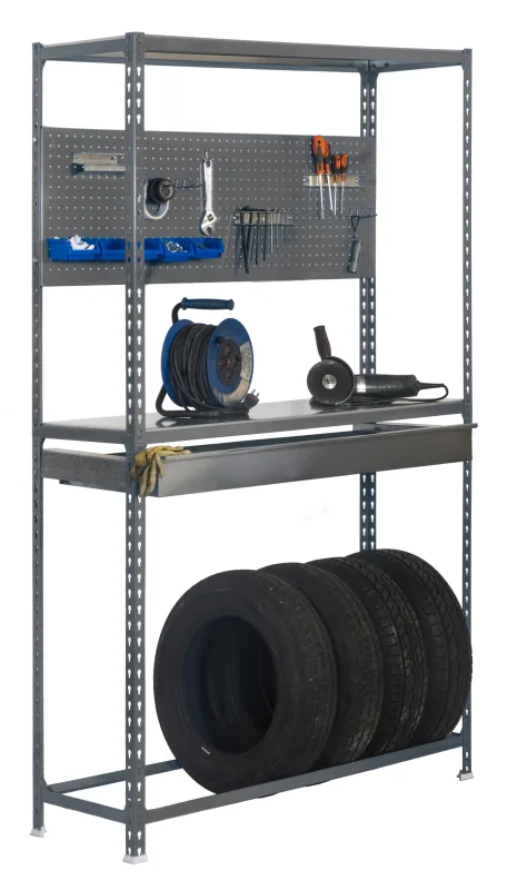Estanteria simonracing plus gris con cajon 200x100x40cm