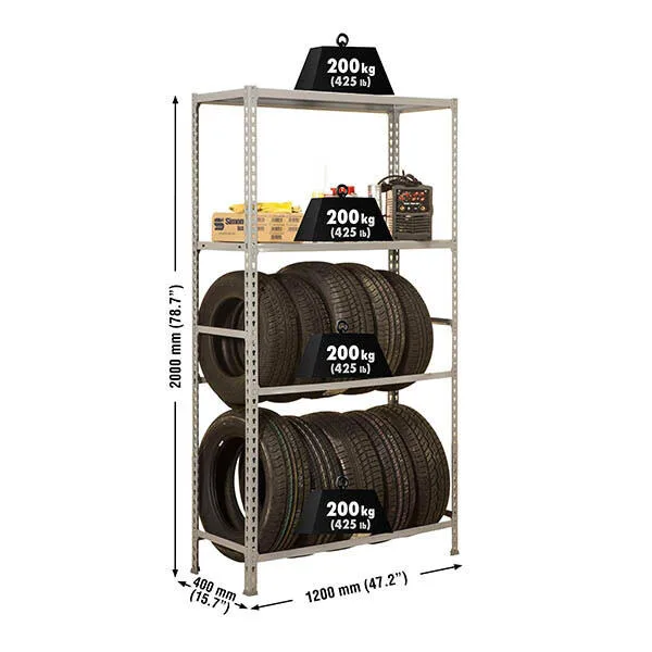 Estanteria simongarage megaplus gris 200x120x40cm