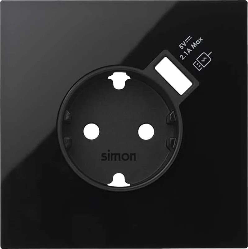 Tapa de enchufe + toma de usb simon 100 negro