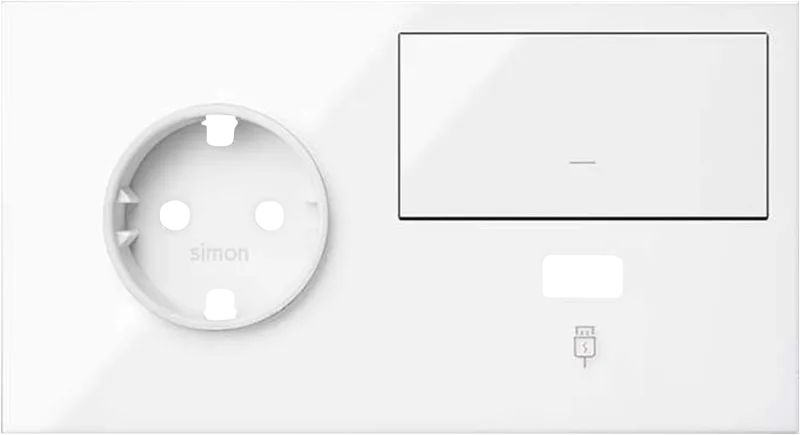 Tapa de enchufe + interruptor + toma de usb simon 100 blanco