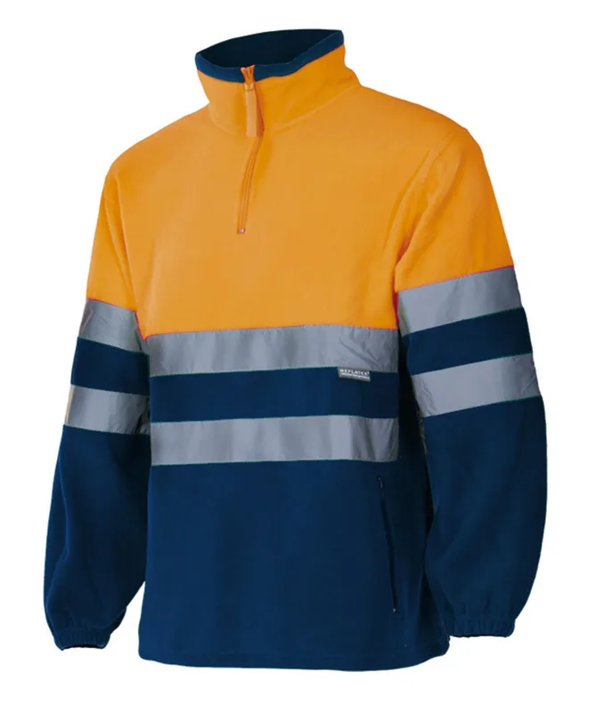 Forro polar bicolor av velilla - azul marino/naranja flúor - xs