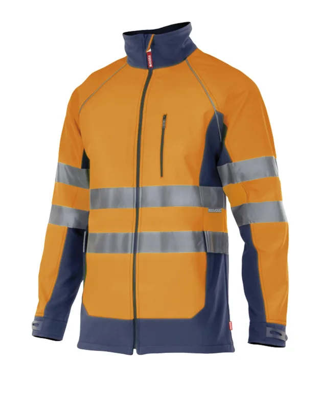 Cazadora soft shell bicolor av velilla - azul marino/naranja flúor - 2xl