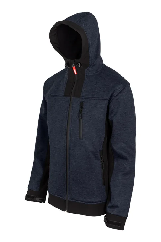 Cazadora soft shell bicolor capucha velilla - azul jaspeado/negro - 2xl