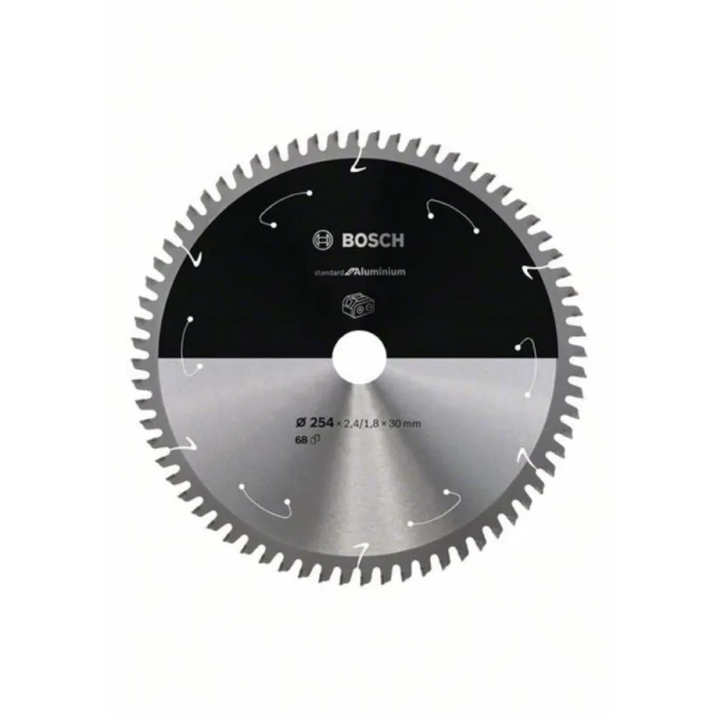 Hoja de sierra circular aluminio para sierras de batería, 254 x 2.4 / 1.8 x 30, 68 dientes