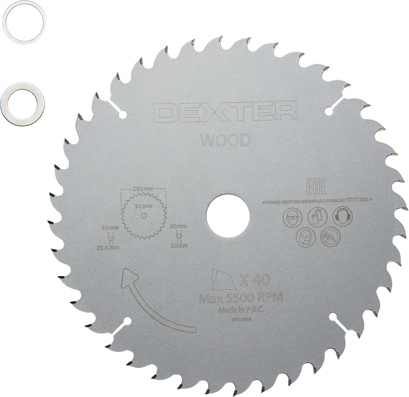 Disco de sierra circular dexter para madera, 250 x 30 mm y 40 dientes