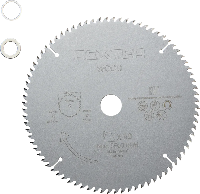 Disco de sierra circular dexter para madera, 250 x 30 mm y 80 dientes