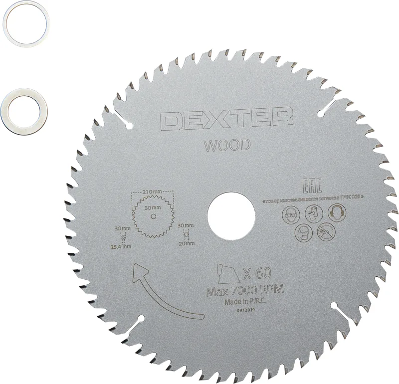 Disco de sierra circular dexter para madera, 210 x 30 mm y 60 dientes