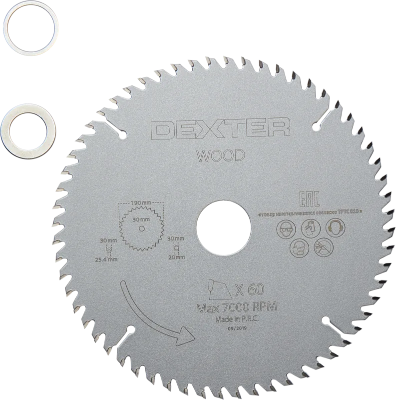 Disco de sierra circular dexter para madera, 190 x 30 mm y 60 dientes