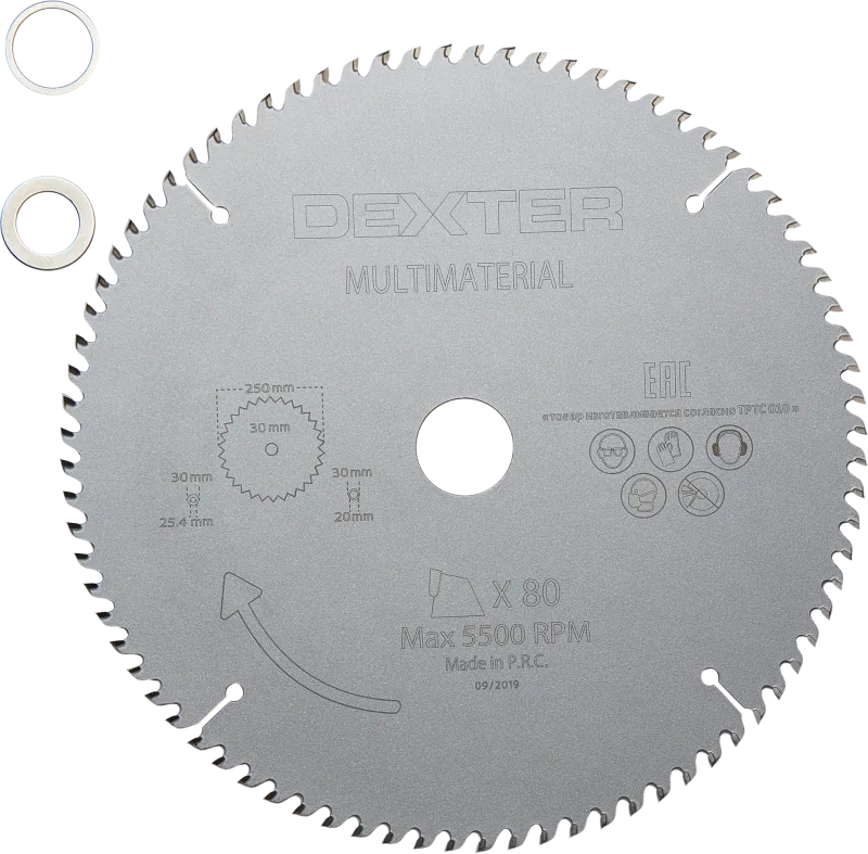 Disco de sierra circular dexter multimaterial, 250 x 30 mm y 80 dientes