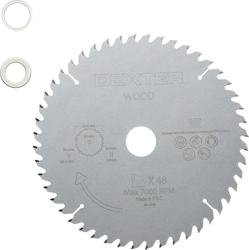 Disco de sierra circular dexter para madera, 216 x 30 mm y 48 dientes