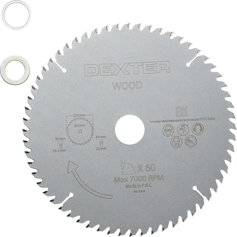 Disco de sierra circular dexter para madera, 216 x 30 mm y 60 dientes