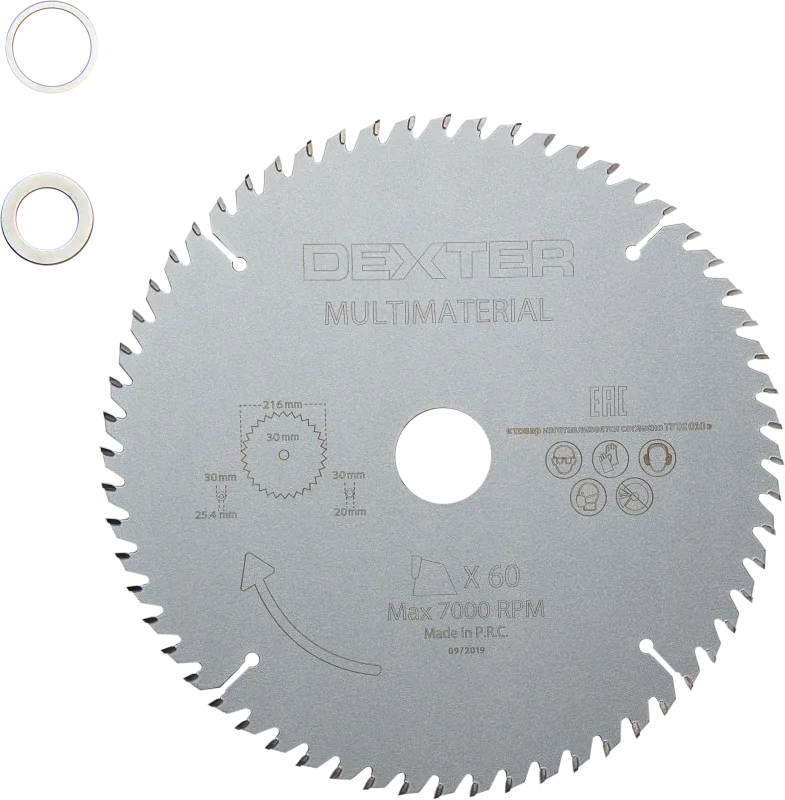 Disco de sierra circular multimaterial dexter, 216 x 30 mm y 60 dientes