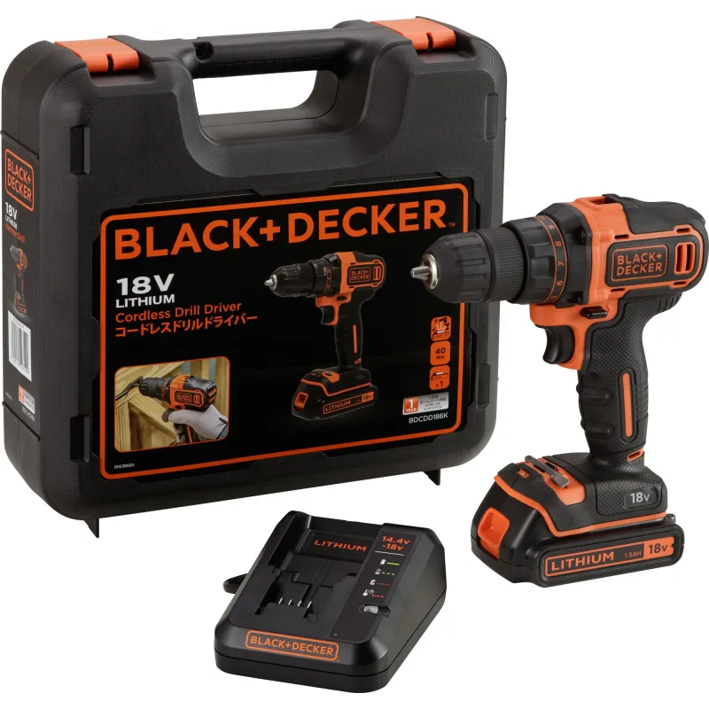 Black and decker - taladro atornillador a batería 18v 1.5ah 40nm - bdcdd186k